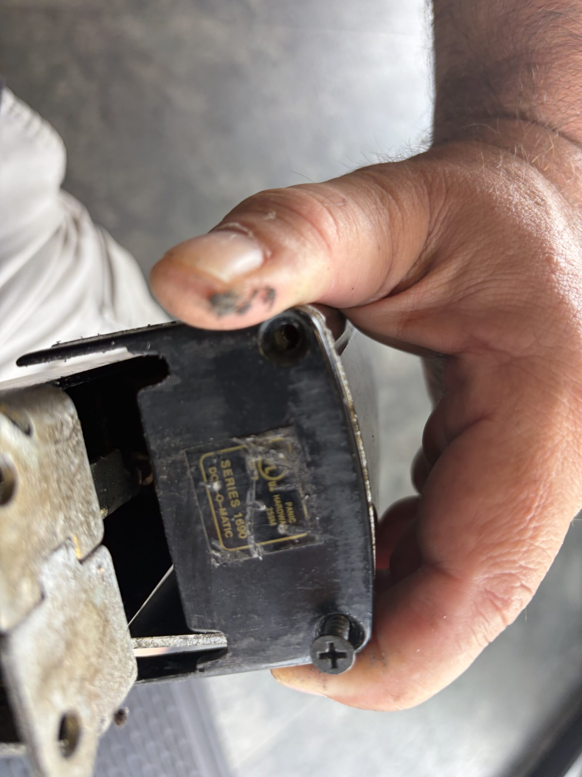 Worn allen key strip on Dor-O-Matic exit device dogging assembly