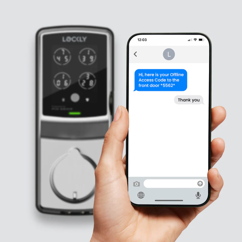 Lockly Secure Pro offline access code sent via SMS text message